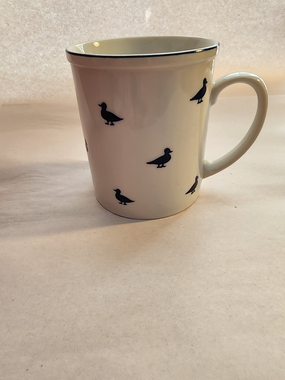 Vintage Coffee Cup Blue Ducks by Stafford Fine Porcelain Mug 1983